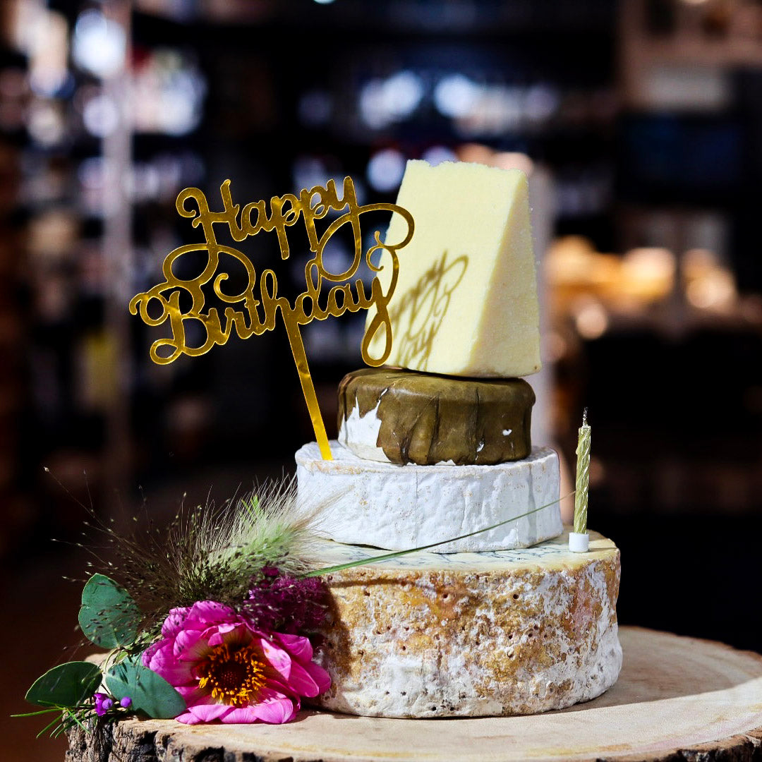 British Cheese Celebration Cake tower with four tiers of artisan cheese