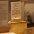 British Ducketts Caerphilly artisan cheese on the Rennet & Rind cheese counter.