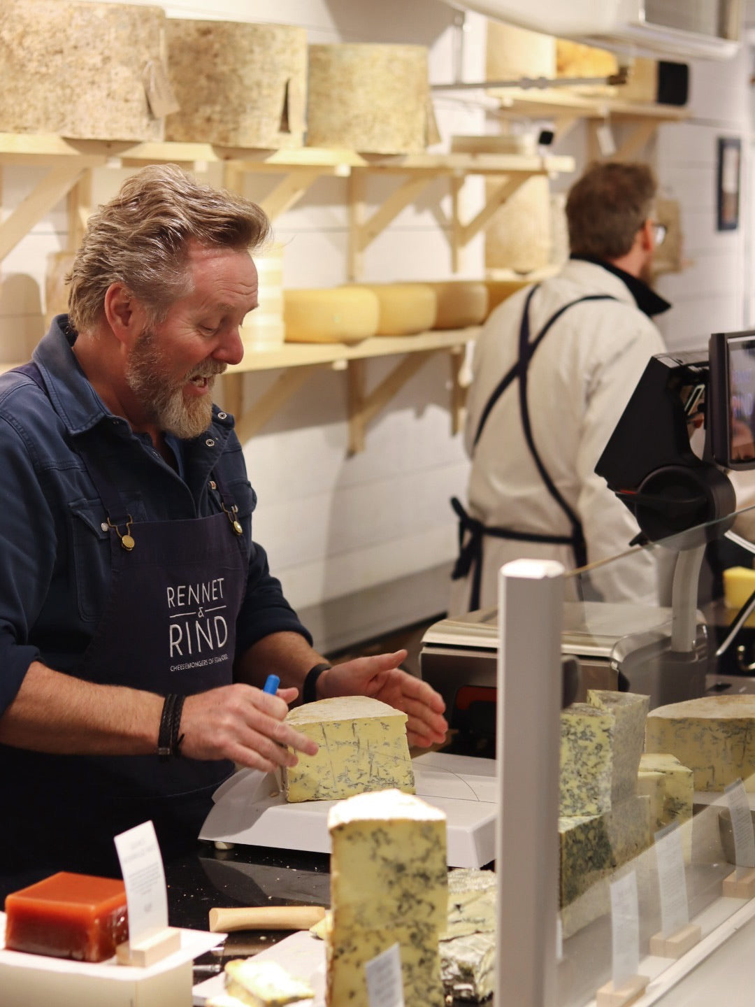 Mark Hulme in Rennet & Rind Shop 