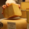 British Artisan Cheese Old Winchester Displayed on cheese counter at Rennet & Rind. 