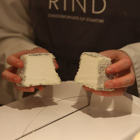 Freshly cut British Artisan Cheese Pave Cobble at Rennet & Rind