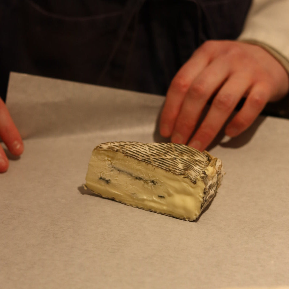 Rennet & Rind cheesemonger wrapping British Artisan Blue cheese, The Duke